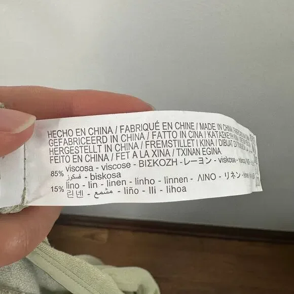 Stradivarius Green Linen Blend Asymmetrical Light Green Midi Skirt - Picture 9 of 9